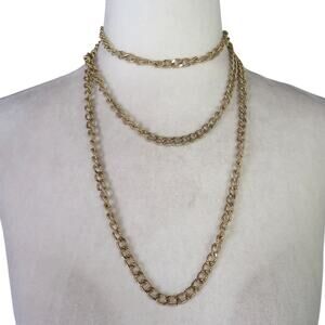 Vintage Monet Gold Tone Rope Chain Necklace 54" Long Layer Triple Wrap